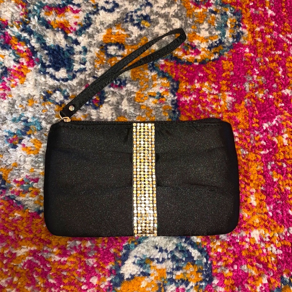 black & gold rhinestone clutch purse 🖤👛✨